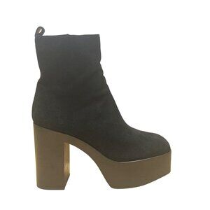 Aqua Women’s Black Leather Platform High Block Heel Maya Ankle Boots Size 9.5M